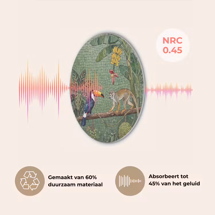 Vogel - Dier - Jungle - Mozaïek - Natuur Akoestische PET Vilt - Rond klein -USP_NL