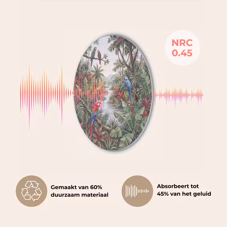 Vogel - Jungle - Natuur - Mozaïek - Groen Akoestische PET Vilt - Rond klein -USP_NL