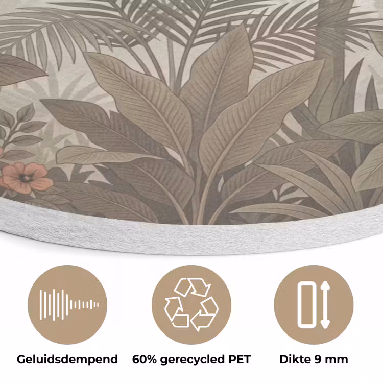 Vogel - Jungle - Tropisch - Illustratie - Groen Akoestische PET Vilt - Rond klein -closeup_NL