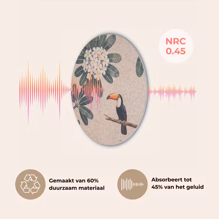 Vogel - Mozaïek - Tropisch - Natuur - Kleurrijk Akoestische PET Vilt - Rond klein -USP_NL