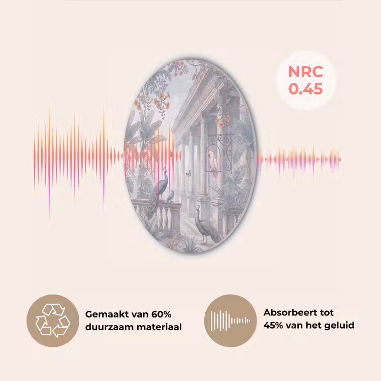 Vogel - Pauw - Architectuur - Klassiek - Groen Akoestische PET Vilt - Rond klein -USP_NL