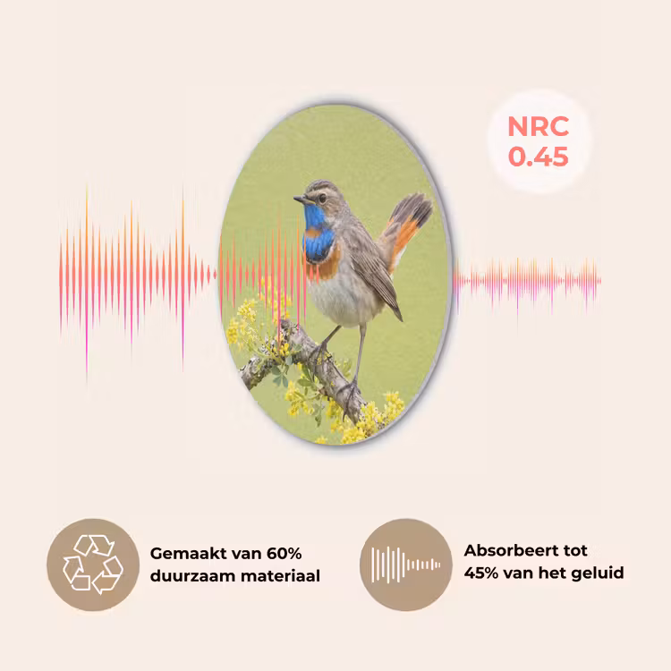Vogel - Tak - Natuur - Kleurrijk Akoestische PET Vilt - Rond klein -USP_NL