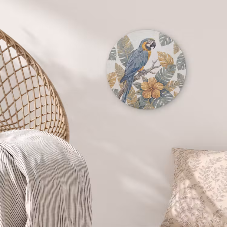 Vogel - Tak - Natuur - Mozaïek - Blauw Akoestische PET Vilt - Rond klein -sfeer4