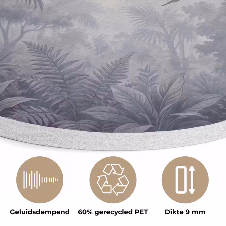 Vogel - Vliegend - Jungle - Vintage - Dieren Akoestische PET Vilt - Rond klein -closeup_NL