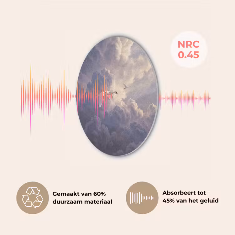 Vogel - Vliegend - Natuur - Wit - Wolken Akoestische PET Vilt - Rond klein -USP_NL