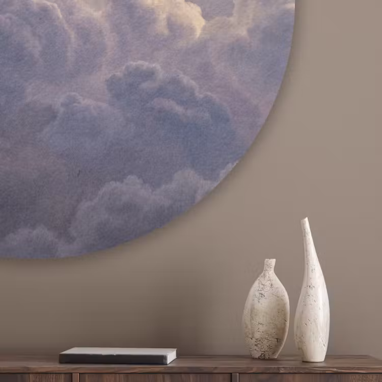 Vogel - Vliegend - Natuur - Wit - Wolken Akoestische PET Vilt - Rond klein -sfeer5_closeup