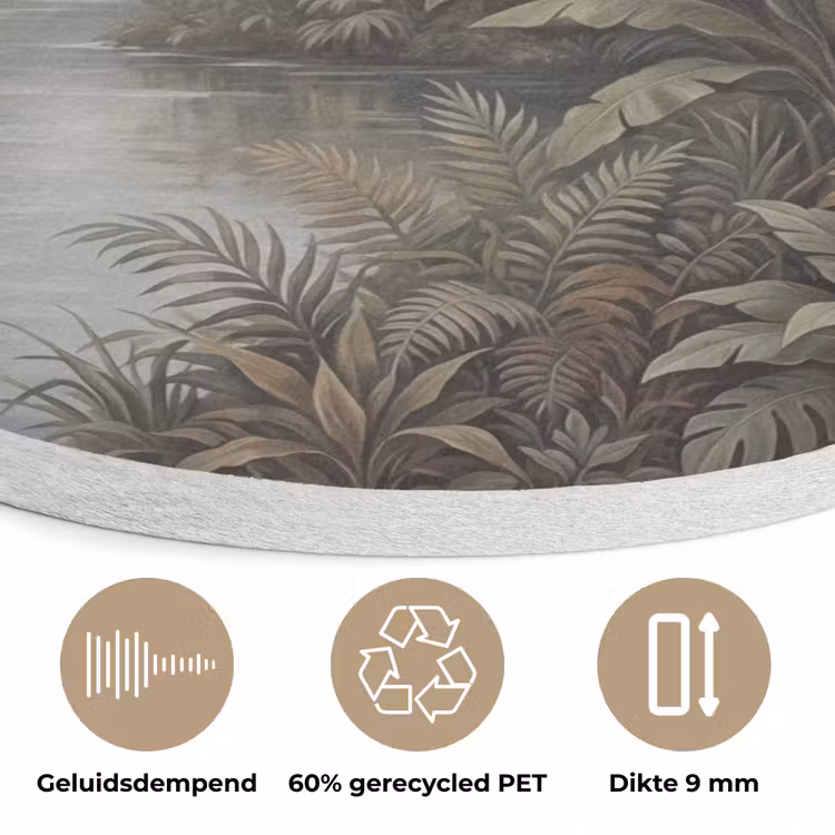 Vogel - Vliegend - Tropisch - Landschap - Klassiek Akoestische PET Vilt - Rond klein -closeup_NL