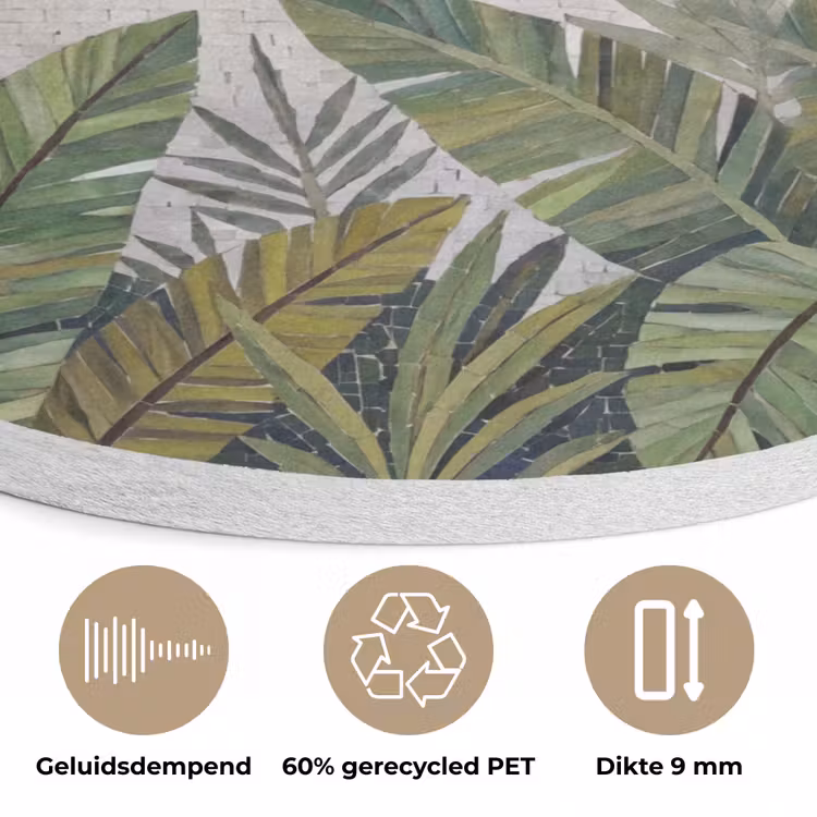 Vogel - Vliegend - Tropisch - Mozaïek - Groen Akoestische PET Vilt - Rond klein -closeup_NL