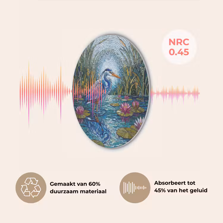 Vogel - Water - Natuur - Abstract - Blauw Akoestische PET Vilt - Rond klein -USP_NL