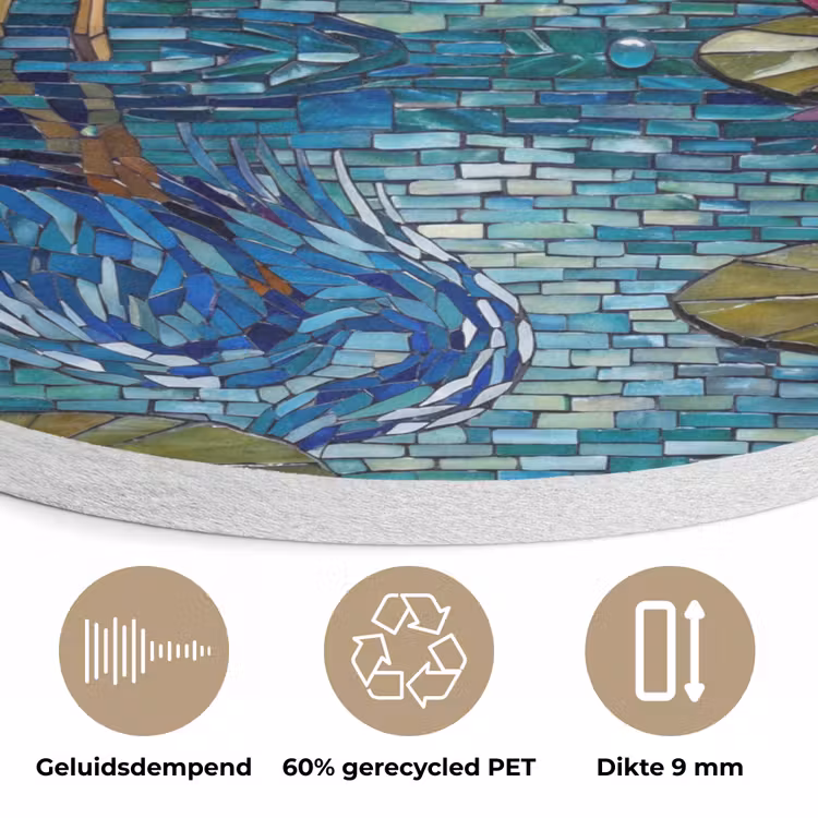 Vogel - Water - Natuur - Abstract - Blauw Akoestische PET Vilt - Rond klein -closeup_NL