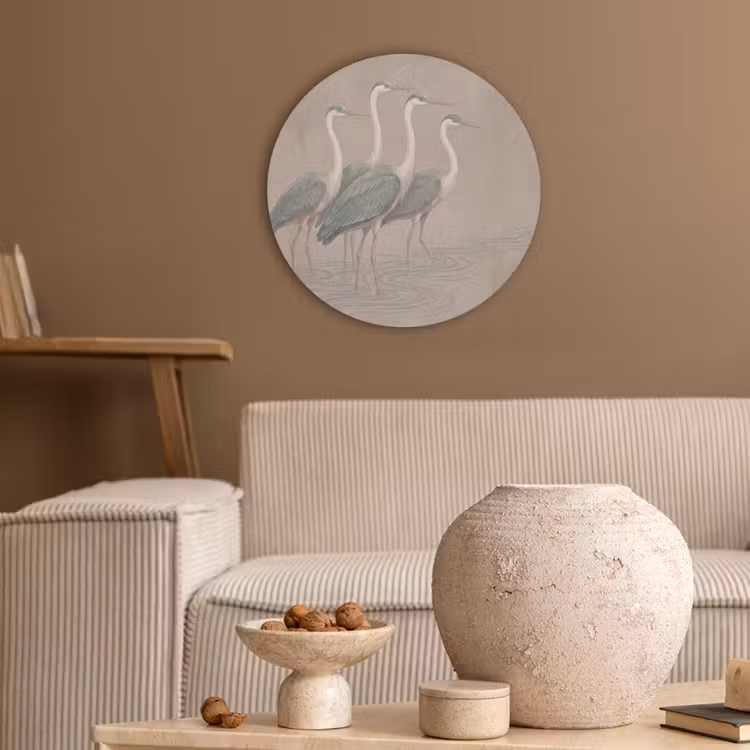 Vogel - Water - Natuur - Vintage Akoestische PET Vilt - Rond klein -sfeer1
