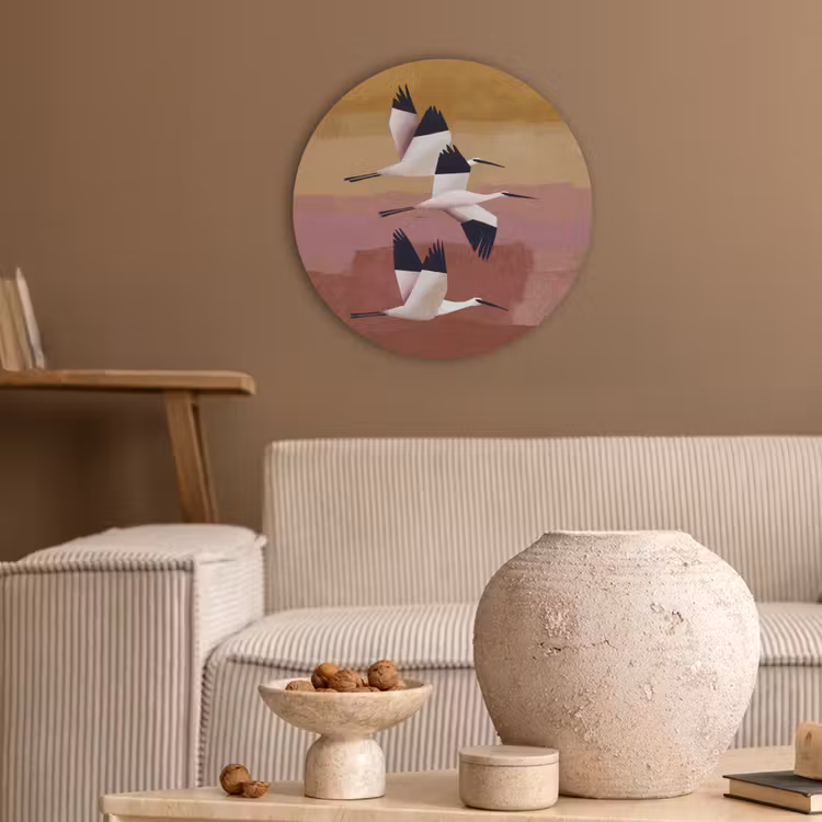 Vogels - Snavel - Abstract Akoestische PET Vilt - Rond klein -sfeer1