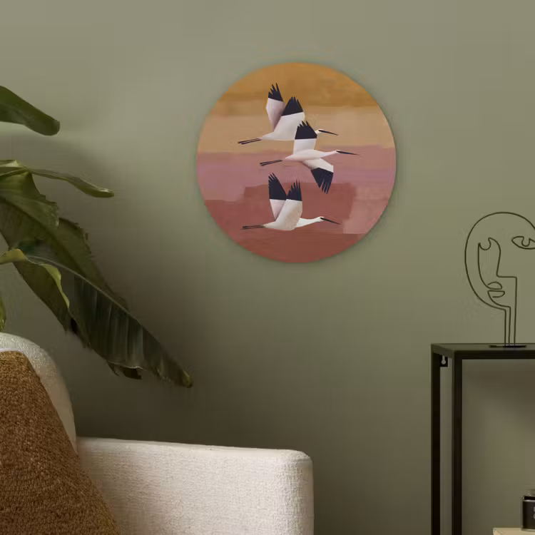Vogels - Snavel - Abstract Akoestische PET Vilt - Rond klein -sfeer2