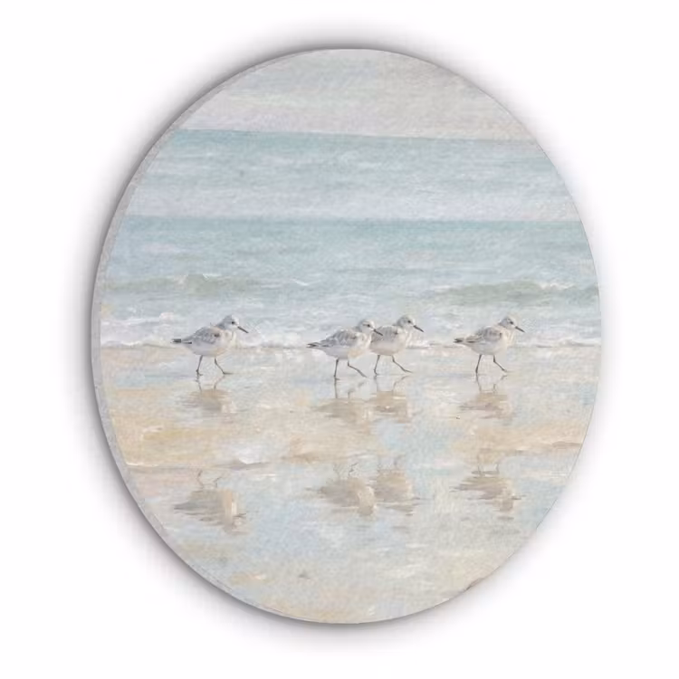 Vogels - Strand - Zee Akoestische PET Vilt - Rond klein -3d