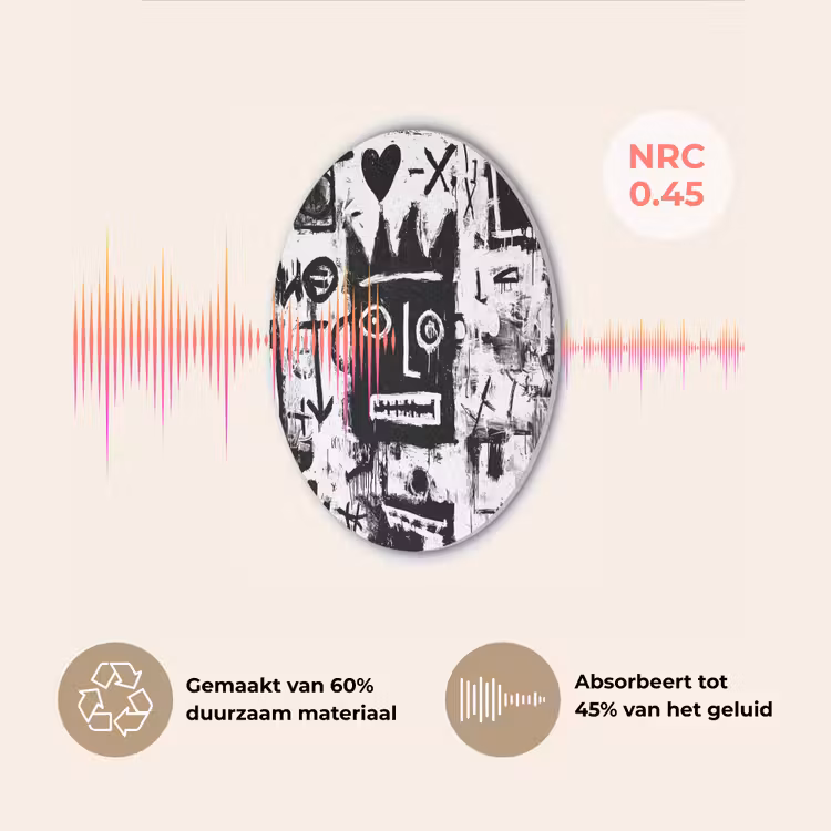 Vormen - Gezocht - Zwart - Abstract Akoestische PET Vilt - Rond klein -USP_NL