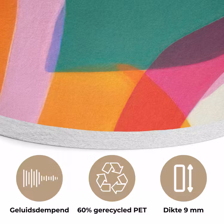 Vormen - Golvend - Abstract - Felroze Akoestische PET Vilt - Rond klein -closeup_NL