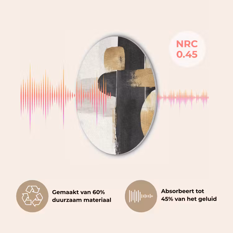 Vormen - Penseelstreken - Abstract - Goud Akoestische PET Vilt - Rond klein -USP_NL