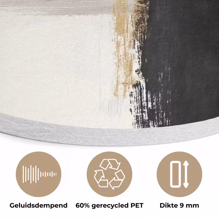 Vormen - Penseelstreken - Abstract - Goud Akoestische PET Vilt - Rond klein -closeup_NL
