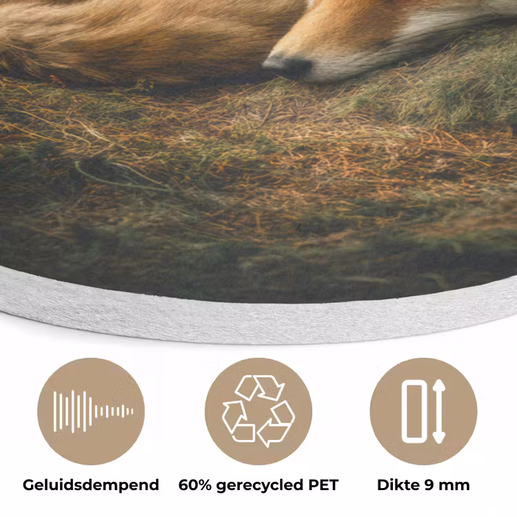 Vos - Bos - Slapen Akoestische PET Vilt - Rond klein -closeup_NL