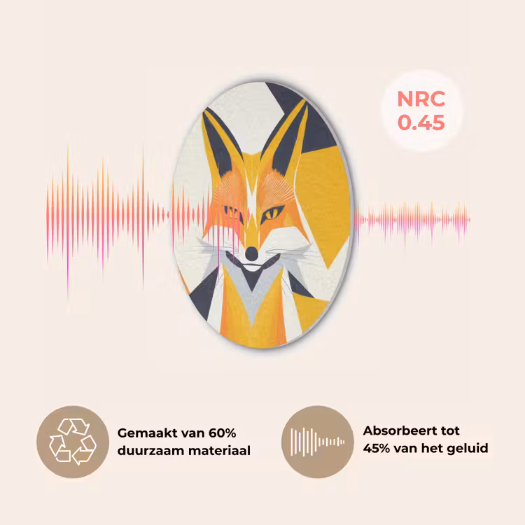 Vos - Oranje - Abstract - Driehoeken Akoestische PET Vilt - Rond klein -USP_NL
