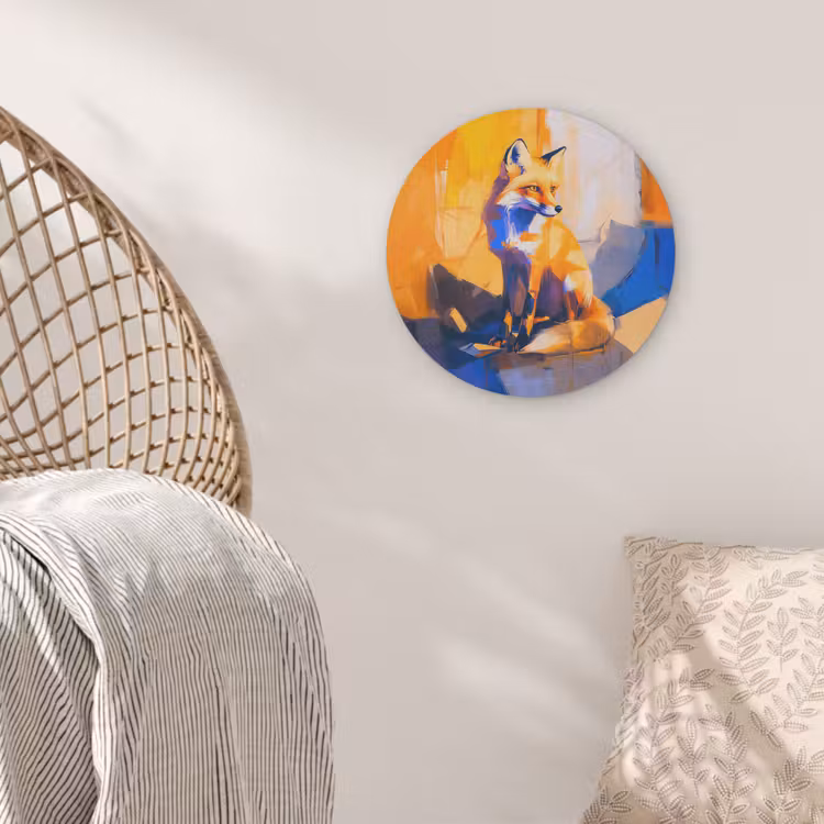 Vos - Oranje - Vormen - Abstract Akoestische PET Vilt - Rond klein -sfeer4