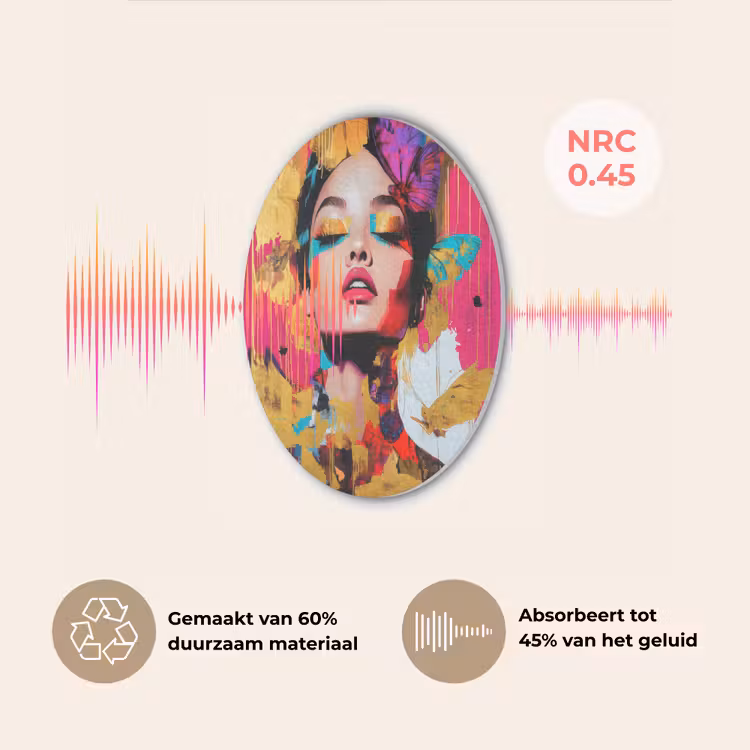 Vrouw - Abstract - Kleurrijk Akoestische PET Vilt - Rond klein -USP_NL