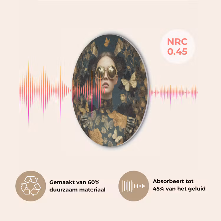 Vrouw - Bladeren - Goud - Vlinders Akoestische PET Vilt - Rond klein -USP_NL