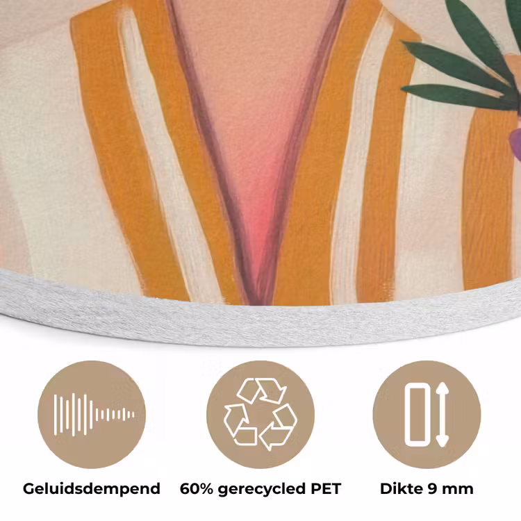 Vrouw - Bloemen - Pastel Akoestische PET Vilt - Rond klein -closeup_NL