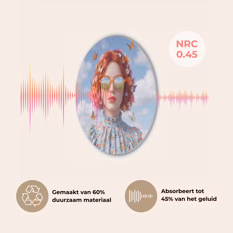 Vrouw - Bloemen - Zomer - Portret - Kleurrijk Akoestische PET Vilt - Rond klein -USP_NL