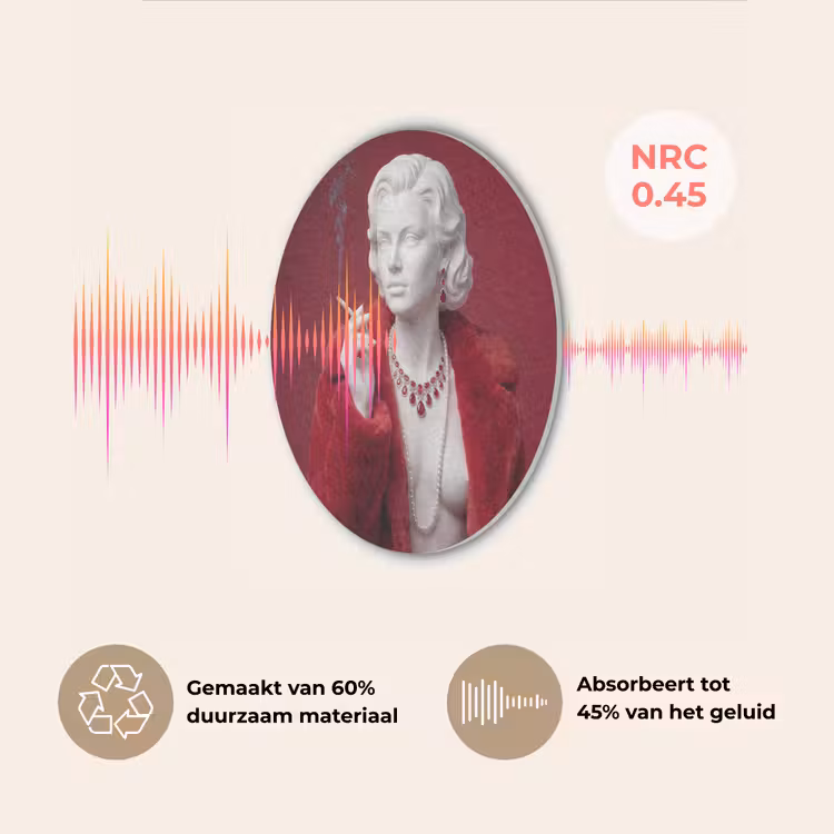 Vrouw - Bontjas - Mode - Klassiek - Rood Akoestische PET Vilt - Rond klein -USP_NL