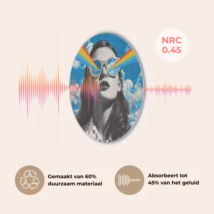 Vrouw - Bril - Regenboog - Wolken Akoestische PET Vilt - Rond klein -USP_NL