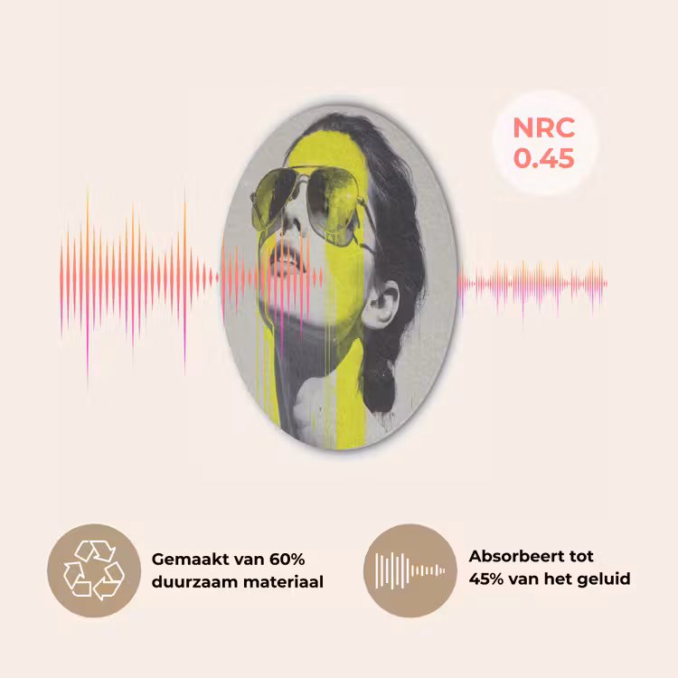 Vrouw - Bril - Verf Akoestische PET Vilt - Rond klein -USP_NL