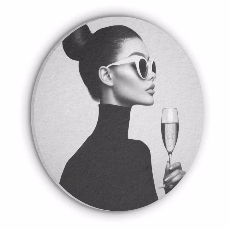 Vrouw - Champagne - Modern Akoestische PET Vilt - Rond klein -3d