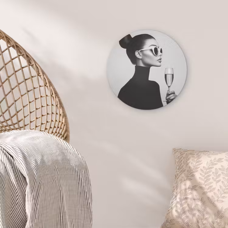 Vrouw - Champagne - Modern Akoestische PET Vilt - Rond klein -sfeer4