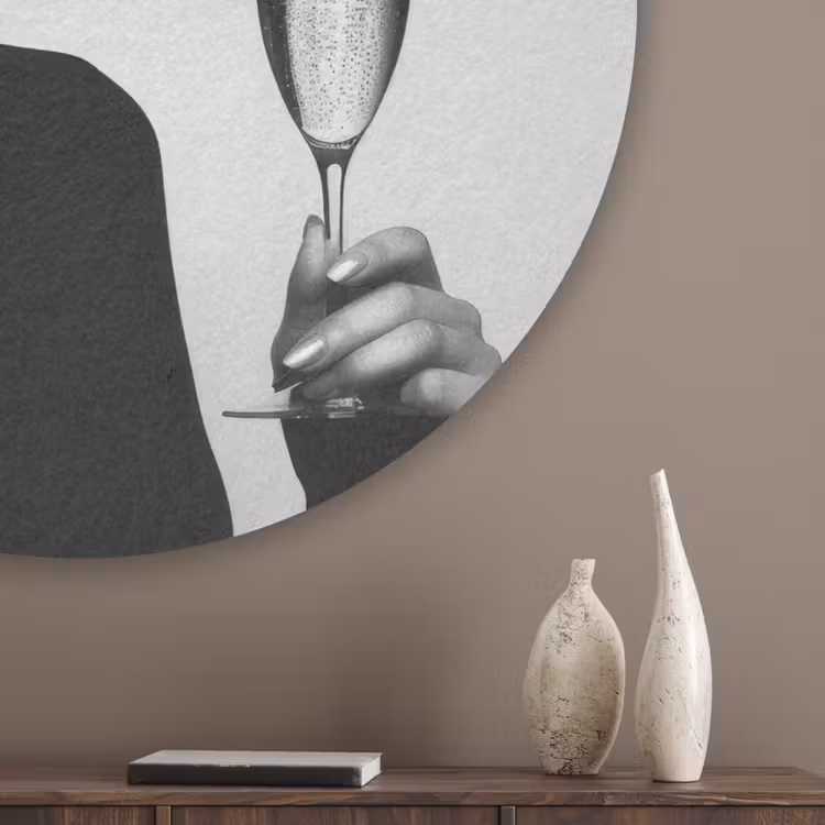 Vrouw - Champagne - Modern Akoestische PET Vilt - Rond klein -sfeer5_closeup