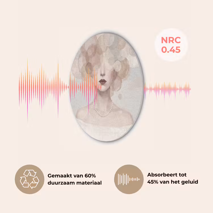 Vrouw - Cirkels - Beige Akoestische PET Vilt - Rond klein -USP_NL