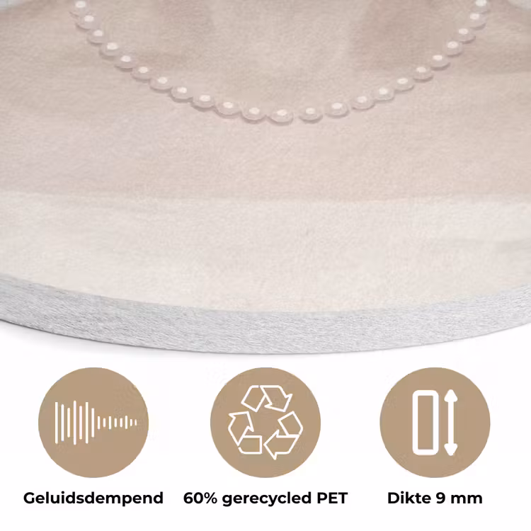 Vrouw - Cirkels - Beige Akoestische PET Vilt - Rond klein -closeup_NL