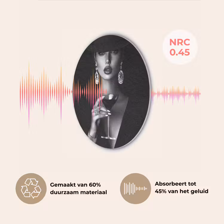 Vrouw - Cocktail - Chic Akoestische PET Vilt - Rond klein -USP_NL