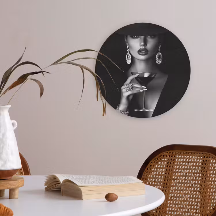 Vrouw - Cocktail - Chic Akoestische PET Vilt - Rond klein -sfeer3