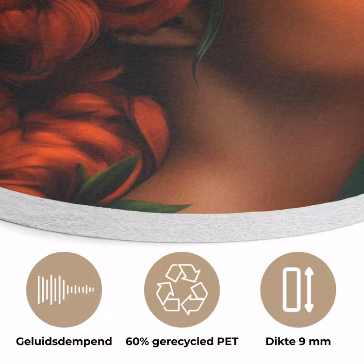 Vrouw - Drankenfruit - Rozen Akoestische PET Vilt - Rond klein -closeup_NL