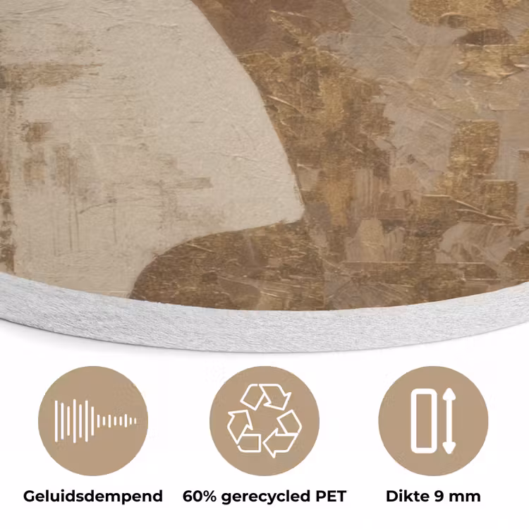 Vrouw - Goud - Abstract - Textuur Akoestische PET Vilt - Rond klein -closeup_NL
