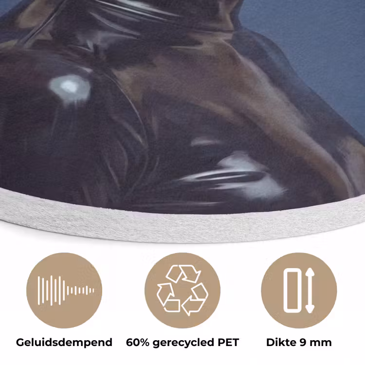 Vrouw - Goudvis - Hoofd - Abstract - Blauw Akoestische PET Vilt - Rond klein -closeup_NL