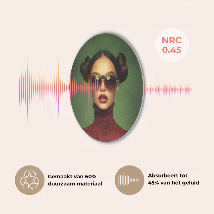 Vrouw - Groen - Bril - Aesthetic - Modern Akoestische PET Vilt - Rond klein -USP_NL
