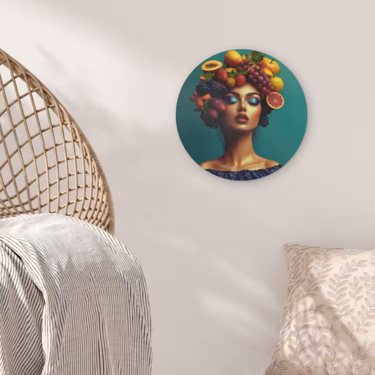Vrouw - Hoodtooi - Tropisch - Fruit - Druiven Akoestische PET Vilt - Rond klein -sfeer4
