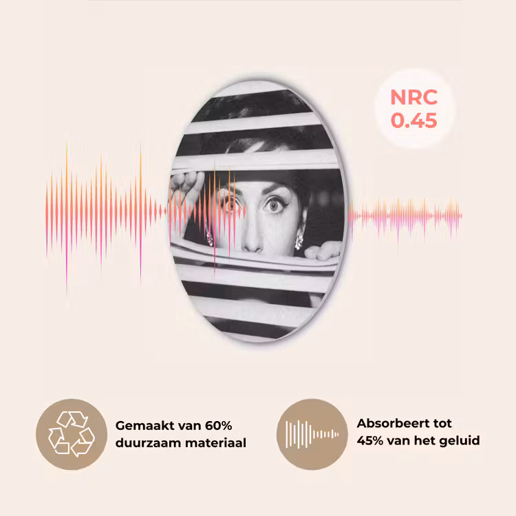 Vrouw - Jaloezieën - Portret - Zwart-wit Akoestische PET Vilt - Rond klein -USP_NL