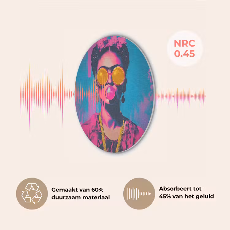 Vrouw - Kauwgom - Zonnebril - Oranje Akoestische PET Vilt - Rond klein -USP_NL