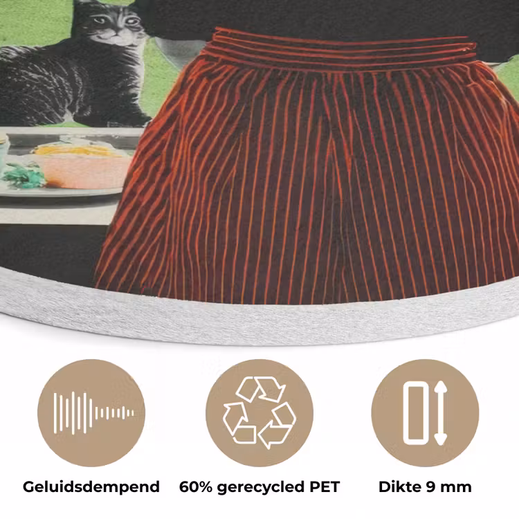 Vrouw - Keuken - Katten - Doorkijk Akoestische PET Vilt - Rond klein -closeup_NL