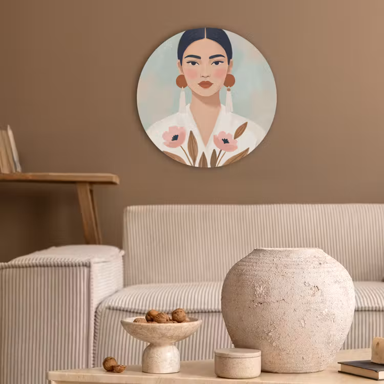 Vrouw - Kimono - Pastel Akoestische PET Vilt - Rond klein -sfeer1