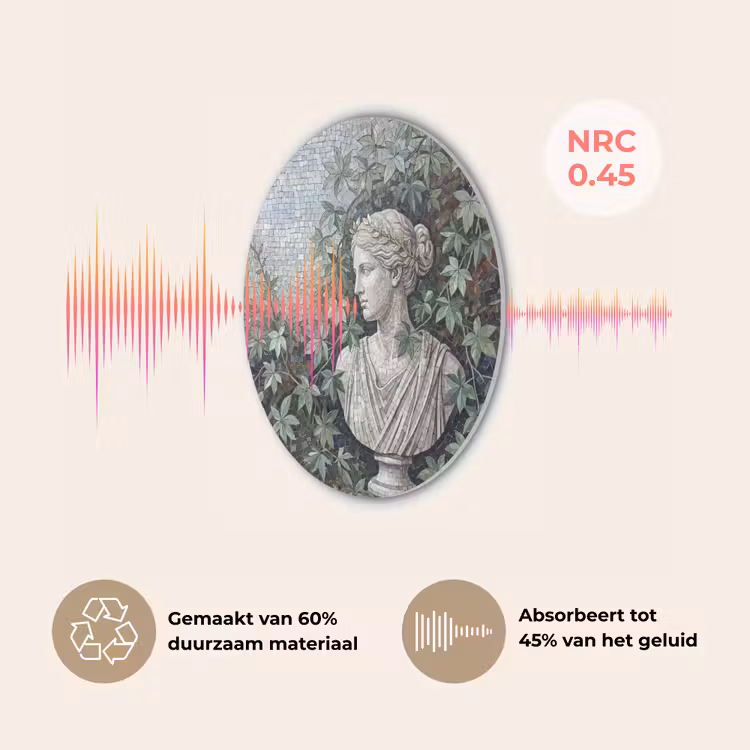 Vrouw - Klassiek - Mozaiëk - Natuur - Groen Akoestische PET Vilt - Rond klein -USP_NL