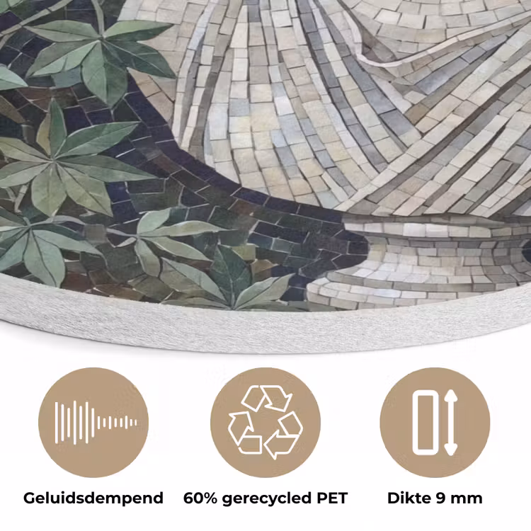 Vrouw - Klassiek - Mozaiëk - Natuur - Groen Akoestische PET Vilt - Rond klein -closeup_NL